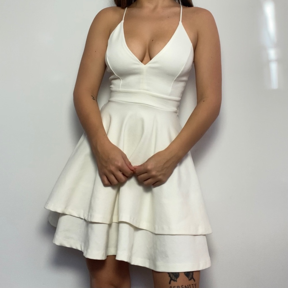 White Lace Flowy Dress
